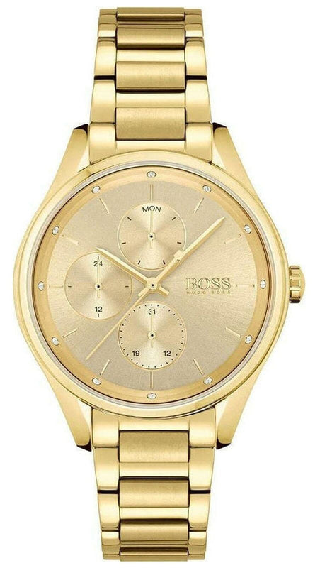  Shop Authentic Hugo Boss Grand Course Gold Dial Gold Steel Strap Watch for Women - 1502584 - Luxxuri