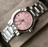  Shop Authentic Burberry The City Diamonds Pink Dial Silver Steel Strap Watch for Women - BU9223 - Luxxuri