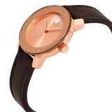  Shop Authentic Movado Bold Rose Gold Dial Brown Leather Strap Watch For Women - 3600438 - Luxxuri