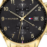  Shop Authentic Tommy Hilfiger West Chronograph Quartz Black Dial Gold Steel Strap Watch For Men - 1791708 - Luxxuri