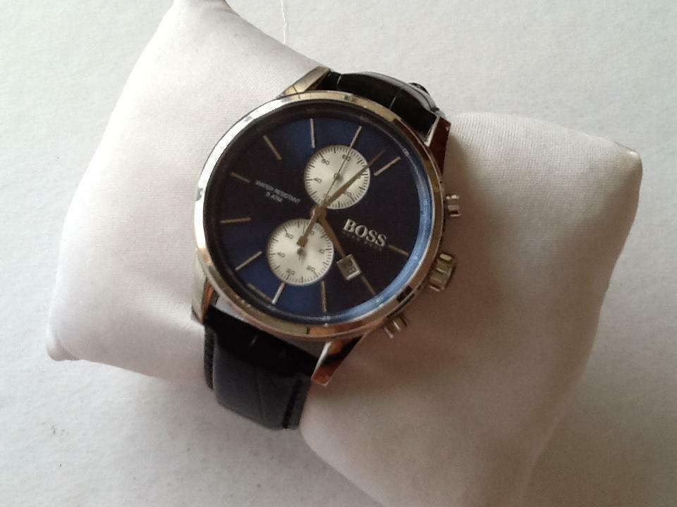  Shop Authentic Hugo Boss Jet Blue Dial Black Leather Strap Watch for Men - 1513283 - Luxxuri