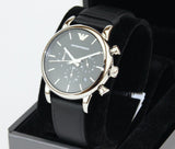  Shop Authentic Emporio Armani Classic Chronograph Black Dial Black Leather Strap Watch For Men - AR1733 - Luxxuri