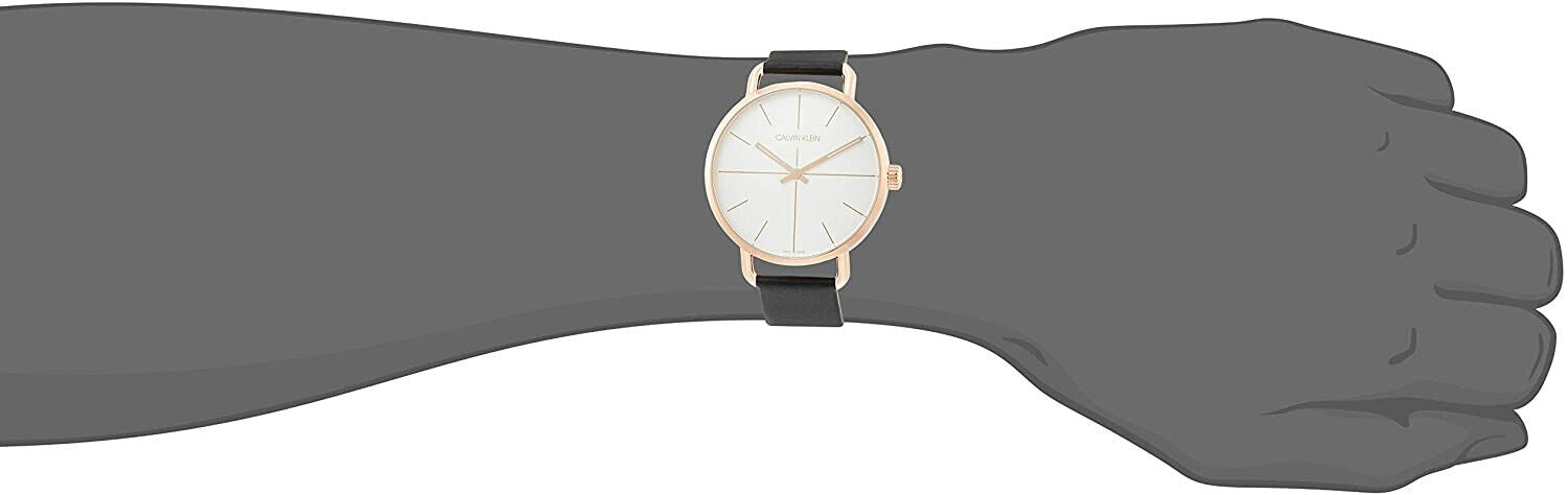  Shop Authentic Calvin Klein Even White Dial Black Leather Strap Watch for Women - K7B216C6 - Luxxuri