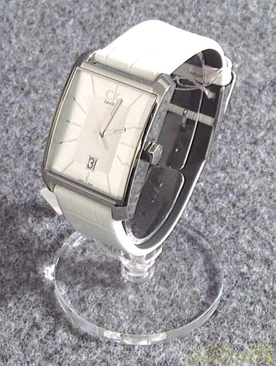  Shop Authentic Calvin Klein Window White Dial White Leather Strap Watch for Men - K2M21120 - Luxxuri