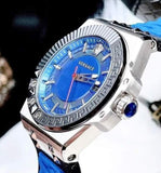  Shop Authentic Versace Chain Reaction Quartz Blue Dial Blue & Black Leather Strap Watch for Men - VEDY00119 - Luxxuri