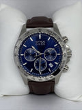  Shop Authentic Hugo Boss Ikon Blue Dial Black Leather Strap Watch for Men - 1513176 - Luxxuri