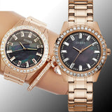  Shop Authentic Guess Sparkler Diamonds Black Dial Rose Gold Steel Strap Watch for Women - GW0111L3 - Luxxuri
