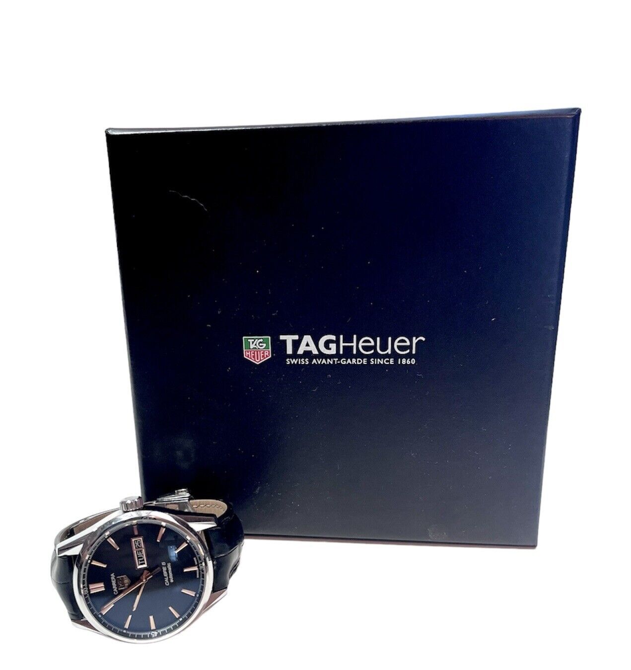 Shop Authentic Tag Heuer Carrera Calibre 5 Automatic Black Dial Black Leather Strap Watch for Men - WAR201C.FC6266 - Luxxuri