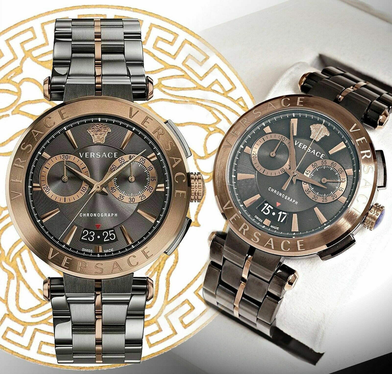  Shop Authentic Versace Aion Chronograph Black Dial Black Steel Strap Watch for Men - VE1D01620 - Luxxuri