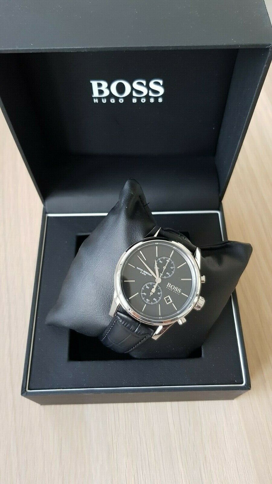  Shop Authentic Hugo Boss Jet Black Dial Black Leather Strap Watch for Men - 1513279 - Luxxuri