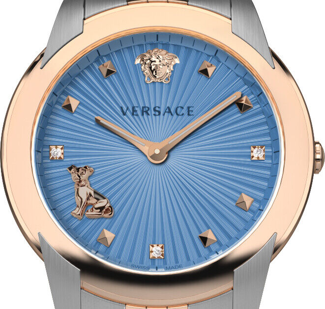  Shop Authentic Versace Audrey Quartz Blue Dial Two Tone Steel Strap Watch for Women - VELR00619 - Luxxuri