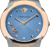  Shop Authentic Versace Audrey Quartz Blue Dial Two Tone Steel Strap Watch for Women - VELR00619 - Luxxuri