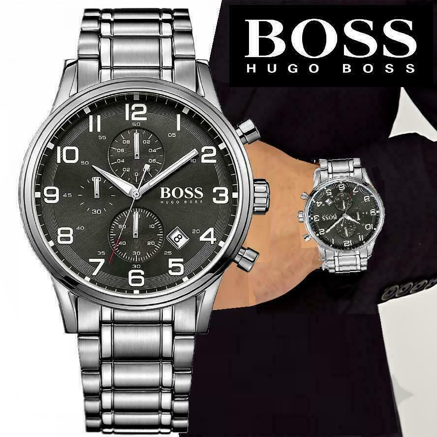  Shop Authentic Hugo Boss Aeroliner Black Dial Silver Steel Strap Watch for Men - 1513181 - Luxxuri