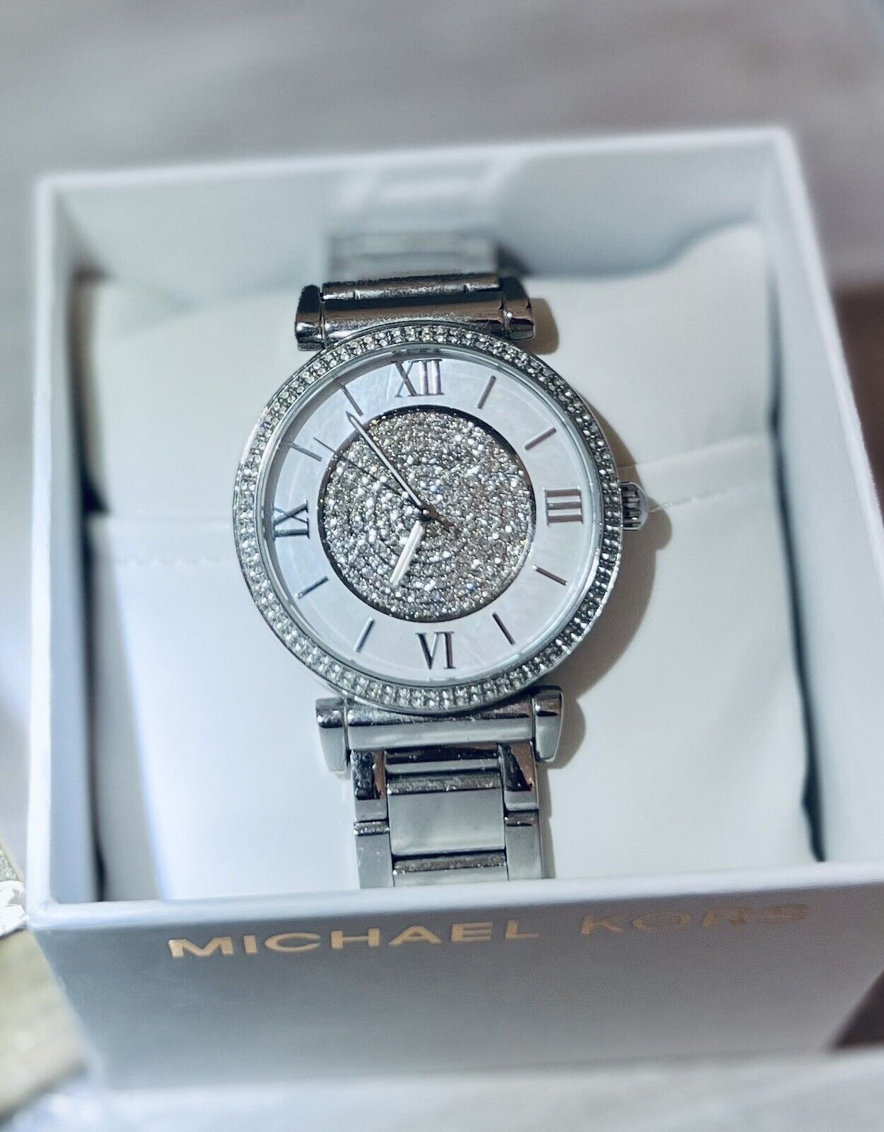  Shop Authentic Michael Kors Catlin Silver Dial Silver Steel Strap Watch for Women - MK3355 - Luxxuri