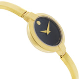  Shop Authentic Movado Bela Black Dial Gold Steel Strap Watch For Women - 0606999 - Luxxuri