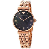  Shop Authentic Emporio Armani Gianni T-Bar Black Dial Rose Gold Strap Watch For Women - AR11145 - Luxxuri