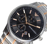  Shop Authentic Emporio Armani Renato Chronograph Black Dial Two Tone Steel Strap Watch For Men - AR11165 - Luxxuri