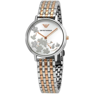  Shop Authentic Emporio Armani Silver Sunray Dial Two Tone Steel Strap Watch For Women - AR11113 - Luxxuri
