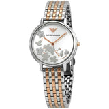  Shop Authentic Emporio Armani Silver Sunray Dial Two Tone Steel Strap Watch For Women - AR11113 - Luxxuri