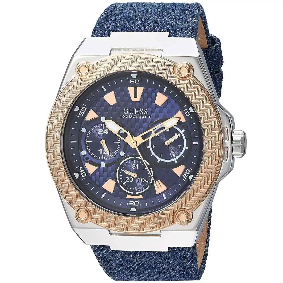  Shop Authentic Guess Legacy Analog Blue Dial Blue Denim Strap Watch for Men - W1058G1 - Luxxuri