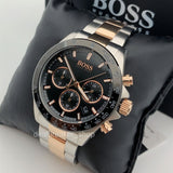  Shop Authentic Hugo Boss Here Chronograph Black Dial Two Tone Steel Strap Watch for Men - 1513757 - Luxxuri