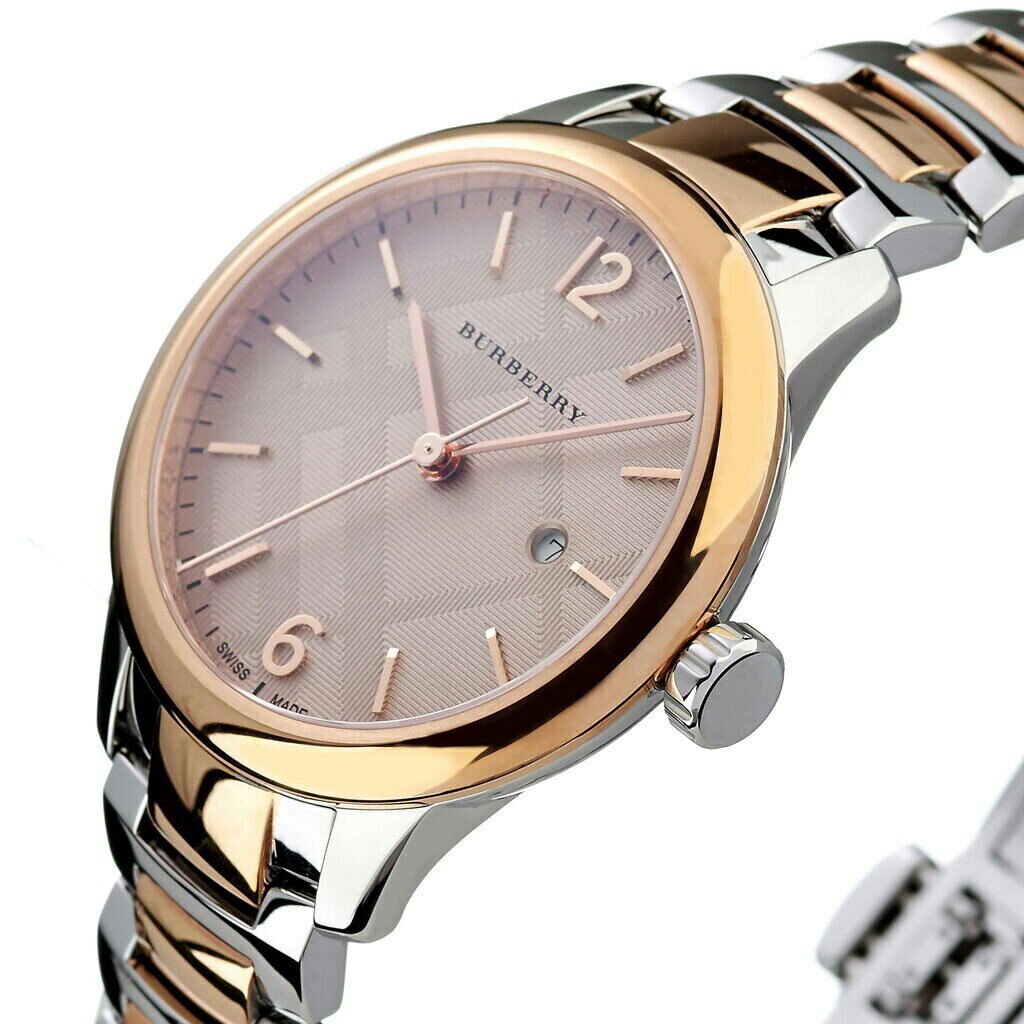 Burberry The Classic Rose Gold Dial Two Tone Steel Strap Watch for Women - BU10117