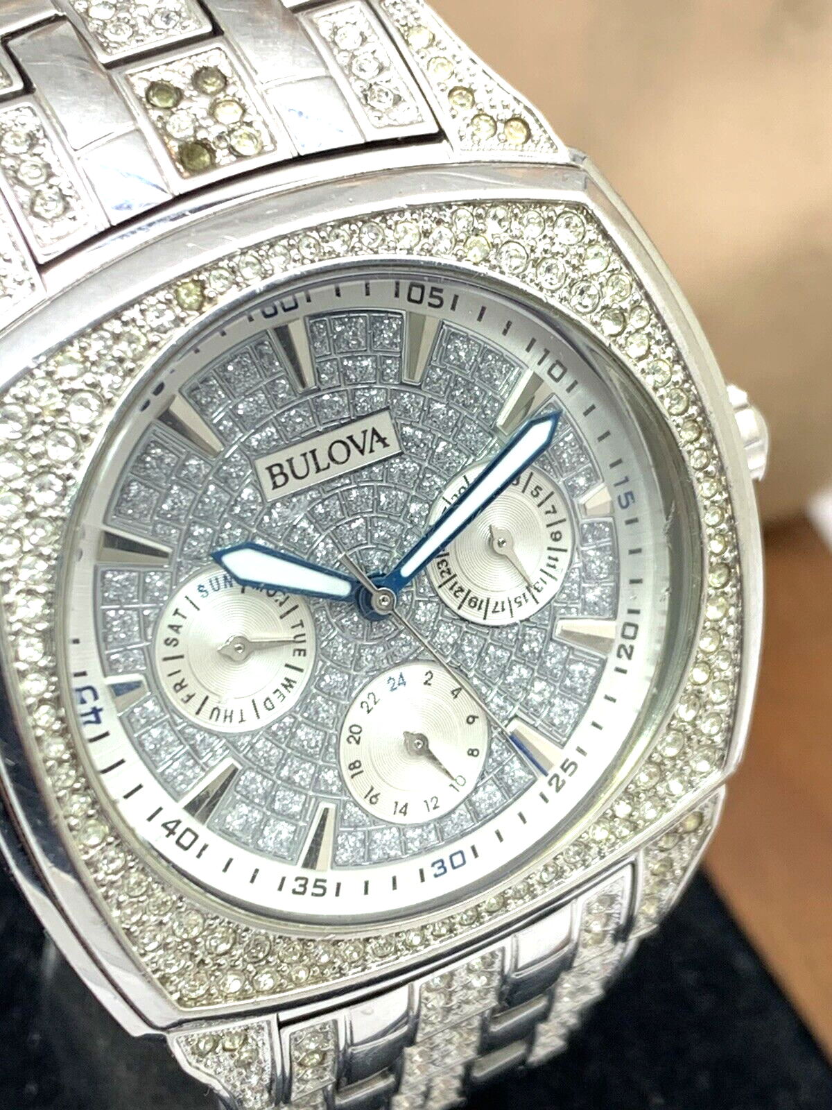  Shop Authentic Bulova Crystal Collection Phantom Silver Dial Silver Steel Strap Watch for Men - 96C002 - Luxxuri