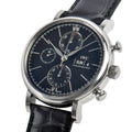  Shop Authentic IWC Portofino Chronograph Black Dial Black Leather Strap Watch for Men - IW391029 - Luxxuri