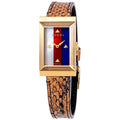  Shop Authentic Gucci G-Frame Mother of Pearl Dial Brown Leather Snakeskin Strap Watch For Women - YA147402 - Luxxuri