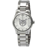  Shop Authentic Gucci G Timeless Quartz Silver Dial Silver Steel Strap Watch For Women - YA126595 - Luxxuri