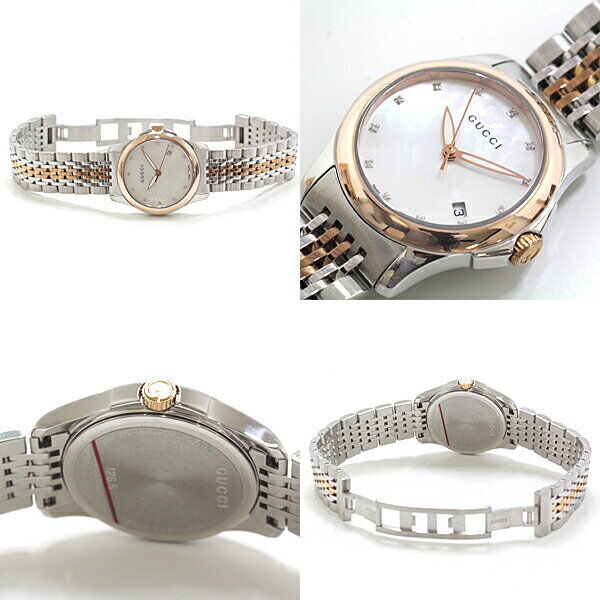  Shop Authentic Gucci G Timeless Diamonds Mother of Pearl Dial Two Tone Mesh Bracelet Watch For Women - YA126514 - Luxxuri