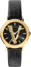  Shop Authentic Versace Virtus Quartz Black Dial Black Leather Strap Watch for Women - VEHC00119 - Luxxuri