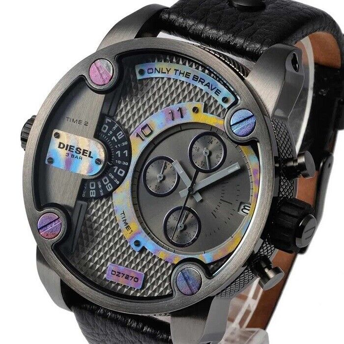  Shop Authentic Diesel Badass Chronograph Anthracite Dial Black Leather Strap Watch For Men - DZ7270 - Luxxuri