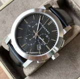  Shop Authentic Burberry The City Chronograph Black Dial Black Leather Strap Watch for Men - BU9356 - Luxxuri
