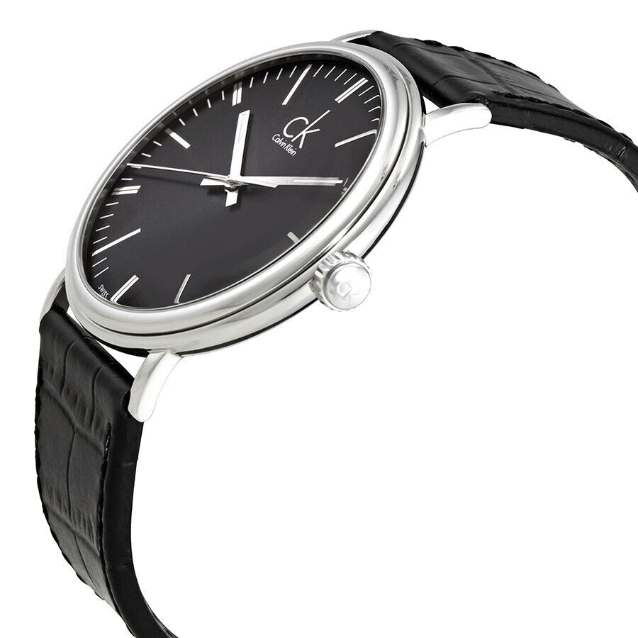  Shop Authentic Calvin Klein Surround Black Dial Black Leather Strap Watch for Men - K3W211C1 - Luxxuri