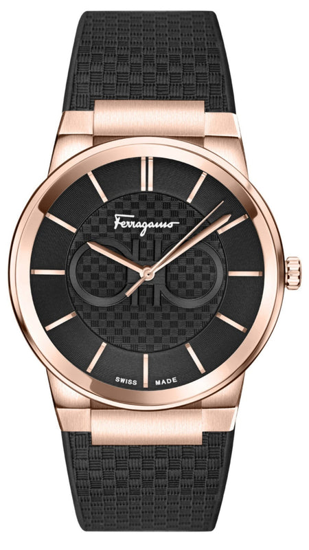  Shop Authentic Salvatore Ferragamo Sapphire Bracelet Black Dial Black Silicone Strap Watch For Men - SFHP01324 - Luxxuri