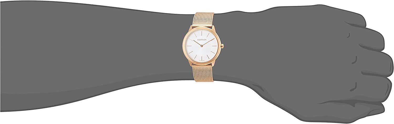 Shop Authentic Calvin Klein Minimal White Dial Rose Gold Mesh Bracelet Watch for Women - K3M22626 - Luxxuri
