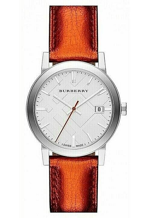  Shop Authentic Burberry The City Silver Dial Orange Leather Strap Watch for Women - BU9121 - Luxxuri