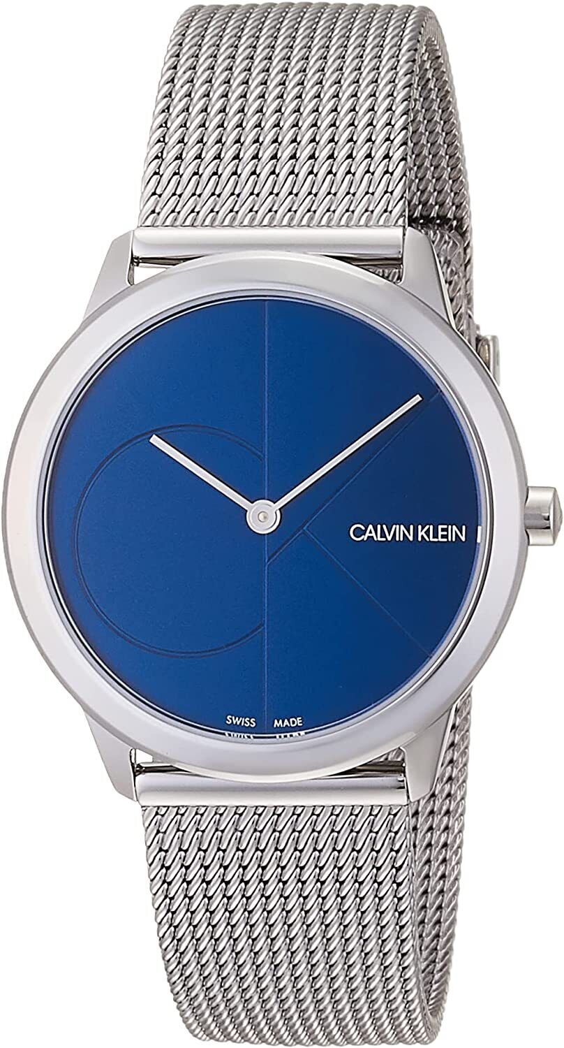  Shop Authentic Calvin Klein Minimal Blue Dial Silver Mesh Bracelet Watch for Women - K3M2212N - Luxxuri