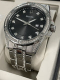  Shop Authentic Bulova Crystal Collection Black Dial Silver Steel Strap Watch for Men - 96K104 - Luxxuri