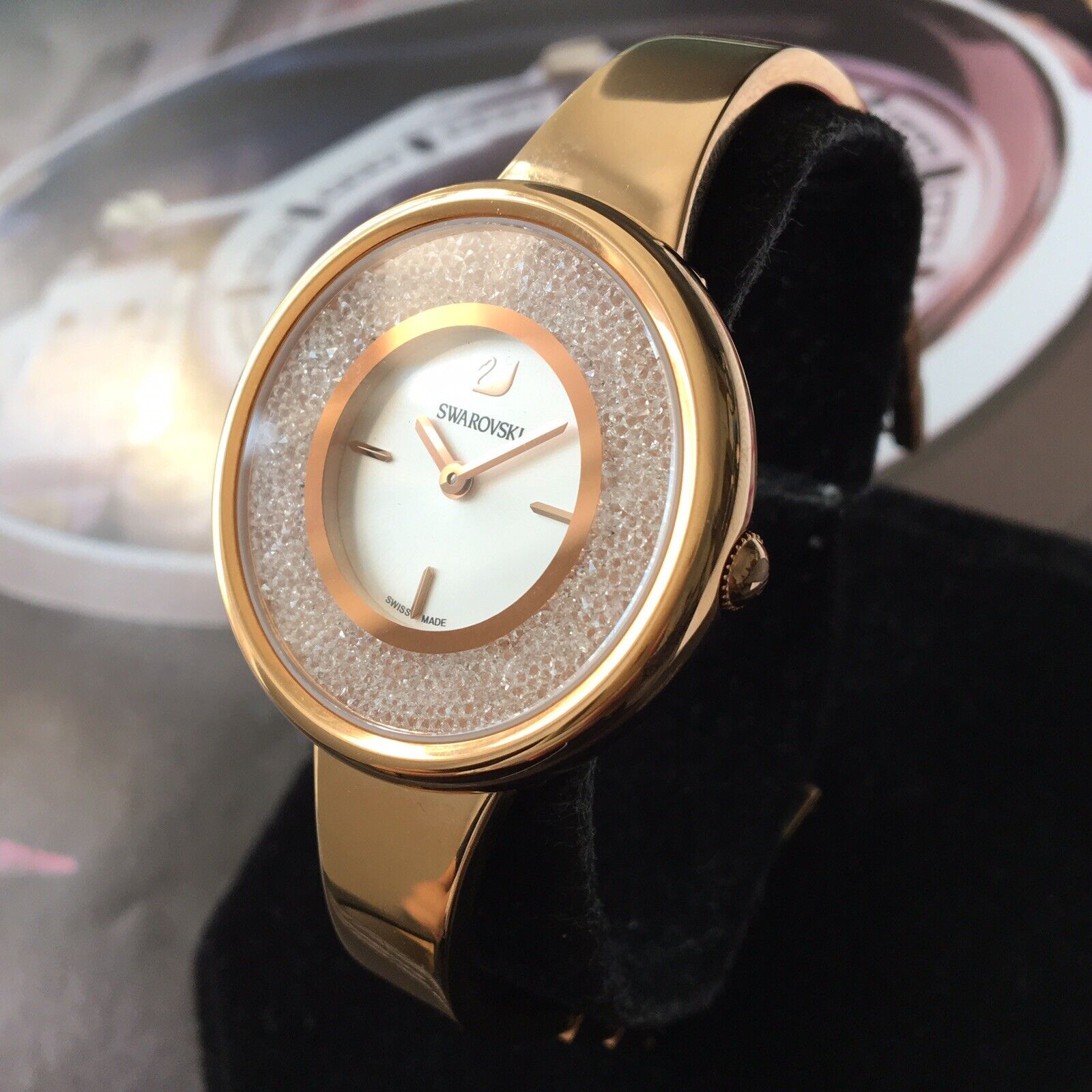  Shop Authentic Swarovski Crystalline Bracelet White Dial Rose Gold Steel Strap Watch for Women - 5269250 - Luxxuri