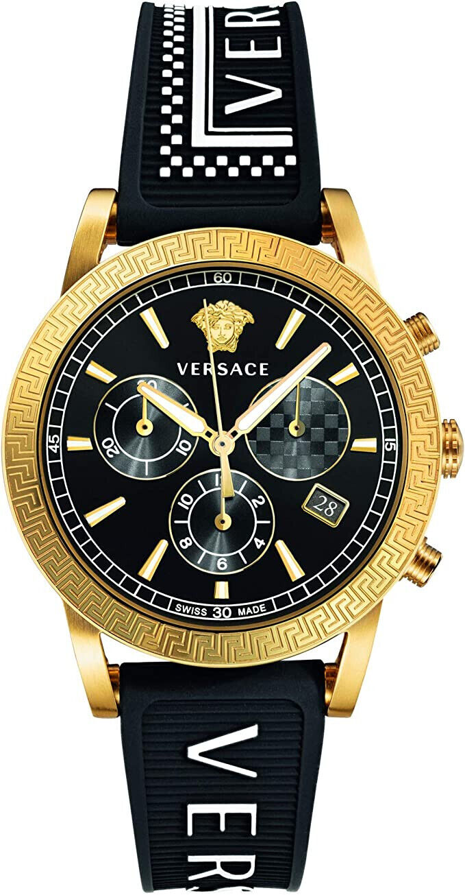  Shop Authentic Versace Sports Tech Chronograph Black Dial Black Rubber Strap Watch for Men - VELT00119 - Luxxuri