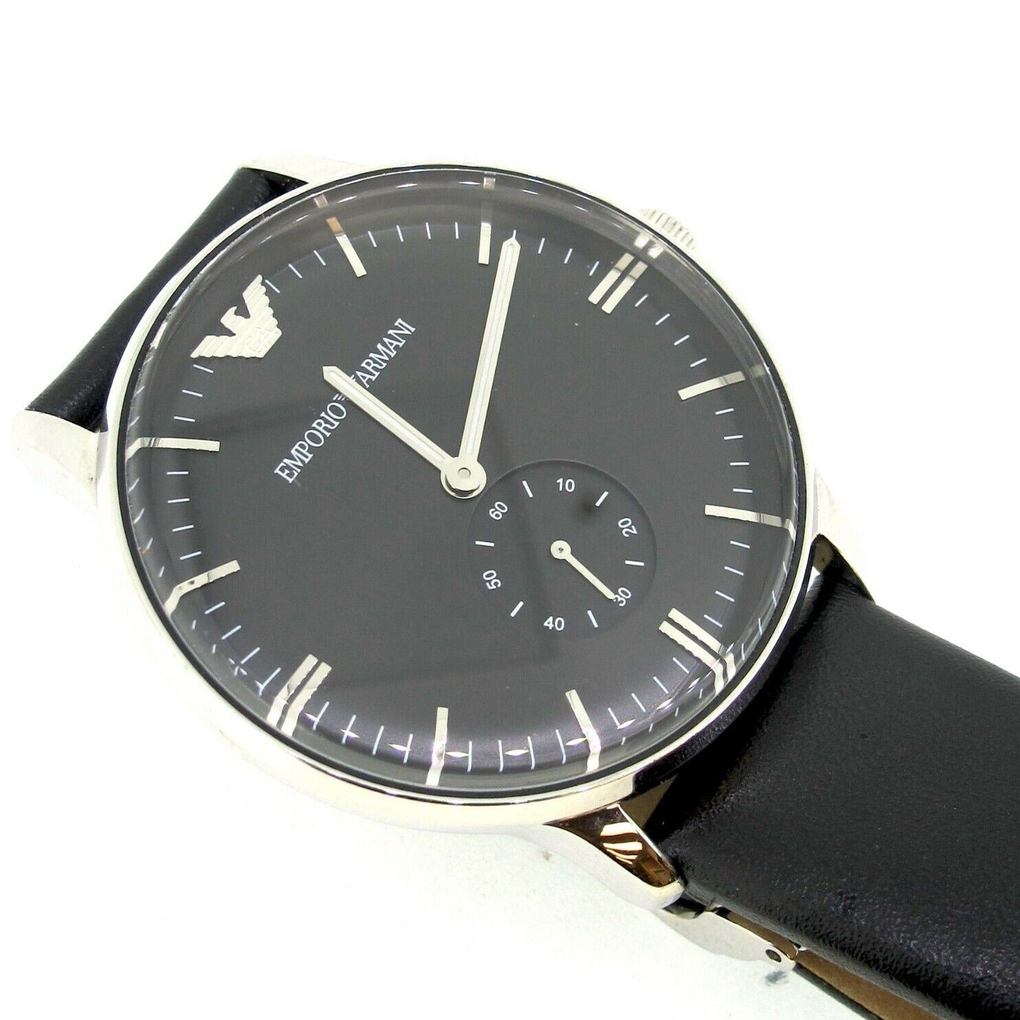  Shop Authentic Emporio Armani Gianni Quartz Black Dial Black Leather Strap Watch For Men - AR0382 - Luxxuri