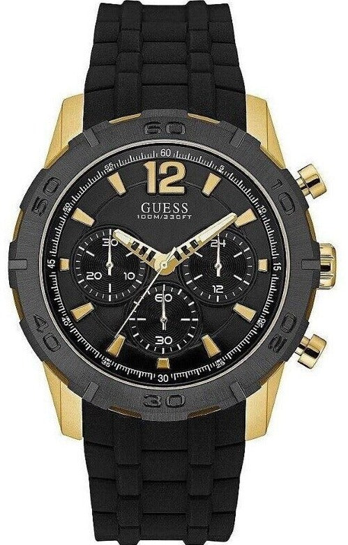  Shop Authentic Guess Caliber Chronograph Black Dial Black Rubber Strap Watch for Men - W0864G3 - Luxxuri