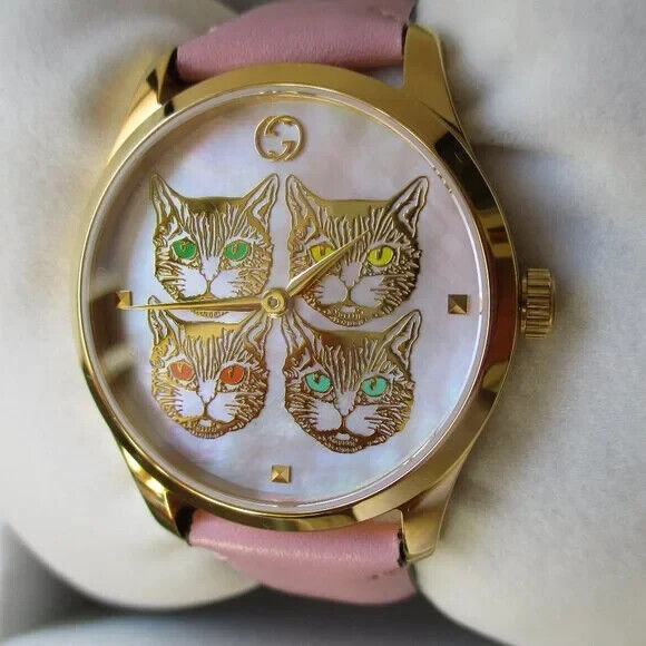  Shop Authentic Gucci G Timeless Quartz Mother of Pearl Dial Pink Leather Strap Watch For Women -  YA1264132 - Luxxuri