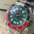  Shop Authentic Gucci Dive Quartz Green Dial Silver Steel Strap Watch For Men - YA136222 - Luxxuri