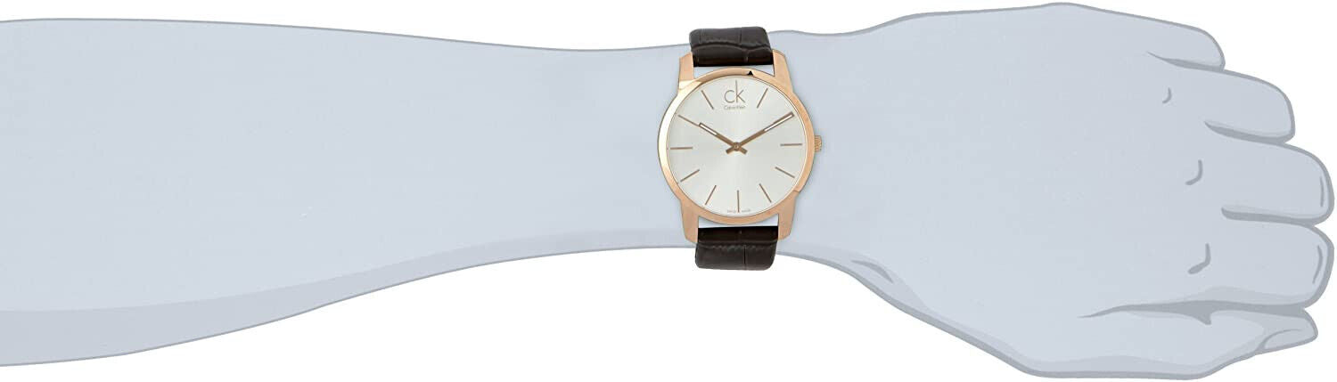  Shop Authentic Calvin Klein City Mother of Pearl White Dial Black Leather Strap Watch for Men - K2G2G5C6 - Luxxuri