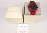  Shop Authentic Michael Kors Slim Runway Quartz Black Dial Red Steel Strap Watch for Men - MK8712 - Luxxuri