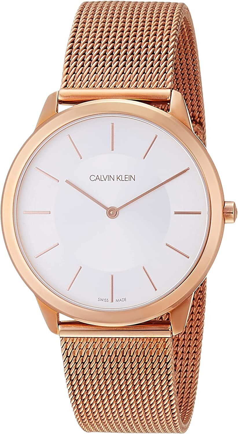 Shop Authentic Calvin Klein Minimal White Dial Rose Gold Mesh Bracelet Watch for Men - K3M21626 - Luxxuri