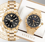 Shop Authentic Versace Hellenyium Quartz Black Dial Gold Steel Strap Watch For Men - VE3A00820 - Luxxuri